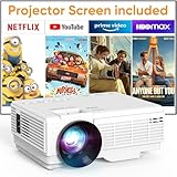 Mini Beamer, YOOYAA Bluetooth Beamer Full HD 1080P, Tragbar Video Projektor 50% Zoom, Outdoor/Heimkino Beamer für Handy Phone, Kompatibel mit Smartphone/HDMI/USB/Fire TV Stick