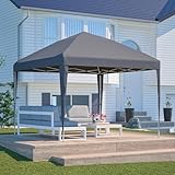 Hommdiy Pavillon 3x3m Pop-up, höhenverstellbar Faltpavillon Gartenpavillon mit 4 Sandsäcke & Tragetasche (Grau)