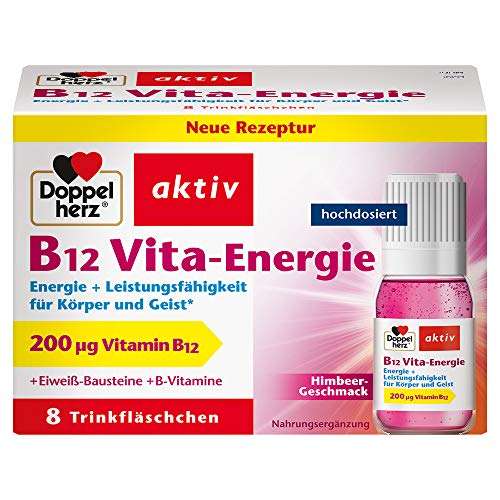 Doppelherz B12 Vita-Energie Trinkfläschchen – Energie und Leistungsfähigkeit für Körper und Geist – Vitamin B12 zur Verringerung von Müdigkeit und Erschöpfung – 8 x 10 ml