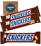 Snickers Riegel 20 x 50g Riegel - Jawela Set - 2 x 10er Pack Vollmilchschokolade mit Candy-Creme, Karamell und gerösteten Erdnüssen - Großpackung Einzelriegel Schokoriegel