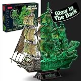 3D Puzzles für Erwachsene Dunkeln Leuchten The Flying Dutchman Leuchtendes Piratenschiff Handwerk Modellbausätze Geisterschiff Geschenke Dekorrätsel