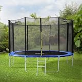 Hauki Trampolin Outdoor, Ø427 cm, Blau, GS geprüft, Rundes Gartentrampolin für Kinder bis 150 kg, Komplettset mit Sicherheitsnetz, Leiter, Randabdeckung, Gepolsterte Stangen, Stabile Kindertrampolin