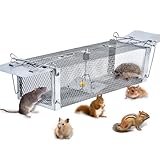 FORMIZON Rattenfalle Lebendfalle, 41x14x11cm Marderfalle groß, Premium Rattenfalle, Wiederverwendbare Falle, Tierfallenkäfig mit Empfindlichem Auslöser für Drinnen und Draußen