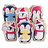 Adventskalender zum Befüllen Pinguin 24 Kraftpapiertüten braun Geschenktüten Weihnachten, Weihnachtskalender Bastelset inkl. Zahlenaufkleber, Accessoires von pajoma