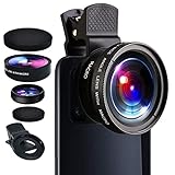2 in 1 Handy Objektiv, 0.45X Super Wide Angle & 12.5X Macro Phone Camera Lens Cell Phone Camera Weitwinkelobjektive Kamera Linse Kit, für iPhone Android Samsung Meisten Handys und Tablets