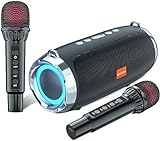 BONAOK Karaoke Anlage mit 2 Mikrofonen, Bluetooth Mikrofon Mit Lautsprecher Tragbare Karaoke Maschine Mit Lights, Singing Karaoke Player unterstützt TWS/Bluetooth/TF/AUX/USB(T-15)