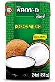 Aroy-D Kokosnussmilch – Kokosmilch zum Kochen und Backen – Ideal für Desserts, Suppen, Smoothies und Cocktails – 1 x 250 ml