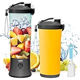 TOPESCT 600 ml Tragbarer Mixer Smoothie Maker, Mini Smoothie Mixer USB Wiederaufladbar, Starke Schneidleistung mit 6 Ultrascharfen Klingen für Reise, Büro & Sport (Carbon Black)