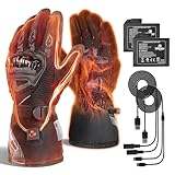 IRON JIA'S Beheizbare Handschuhe Motorrad Herren Winter, 2024 Neue 3000 mAh USB-Aufladung, 2-in-1-Ladekabel, Touchscreen Wasser- und Winddicht, geeignet zum Reiten, Skifahren und Bergsteige-M