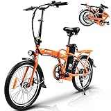 KAISDA E Bike Klappbar 20'*1.95' Damen Herren mit 250W Motor, 25km/h, 36V 12.5Ah herausnehmbarer Lithium-Ionen Akku City-E-Bike mit Bremslicht (orange)