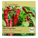 Samenliebe BIO Paprika Samen alte Sorte Bullhorn - Corno di Toro Rosso 10 Samen samenfestes Gemüse Saatgut für Gewächshaus Freiland und Balkon BIO Gemüsesamen