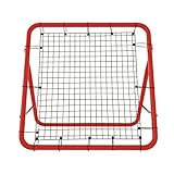 Aufun Fußball Rebounder Kickback Rückprallwand Netz, Solo Rebound Kick Trainer, für Übungen, Fußballschuss, Techniktraining(100 x 100 x 65 cm, Rot)