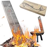 Flammlachsbrett Edelstahl für Halbe Lachs bis 11cm Breite | mit fest montierter Mutter-Einfache Haltergräte | 5-justierbare Winkel | flammlachshalter für Feuerschale bis 3mm Wandstärke(1 STK.)