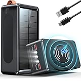 90000mAh Power Bank Solar Powerbank große tragbares Externer Handyakku PD35W QC 3.0 Wireless Powerbank USB C 6 Ausgängen mit LED Anzeige Schnellladung | SOS Taschenlampe für Reisen Camping Outdoor