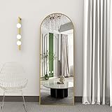 CASSILANDO Bogen Ganzkörperspiegel 150×50cm Bodenspiegel, Abgerundeter Standspiegel, Ganzkörperspiegel mit Ständer Groß Wandspiegel im Schlafzimmer, Ankleidezimmer Spiegel (Gold)