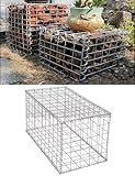 Gabionenwand mit Abdeckung | Gabionenkorb | Gabionen-Steinkorbkäfig | Felssteinmauern, Maschendrahtkäfig | Gabionen-Stützmauer for Garten, Terrasse, Hinterhof im Freien(30x100x200cm/11.8x39.4x39.4in)