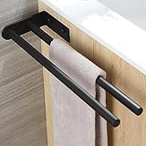 RUICER Handtuchhalter Zweiarmig Edelstahl Handtuchstange Doppelt, Badetuchhalter für Bad küche Wand, Handtuchständer 40 cm Wandmontage (Schwarz)