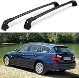 LYUFD 2 Stück Aluminium Relingträger Dachgepäckträger für BMW 3 Series E91 Estate 2004-2012, Gepäcktransport Reisen Camping Crossbar Querträger Dachträger,normal-Schwarz