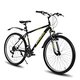 Hiland BAMCBASE 26 Zoll Mountainbike, 21 Gänge Mountainbike, Hochfester Stahlrahmen Hardtail Fahrrad V-Bremsen für Erwachsene Männer Frauen, Schwarz