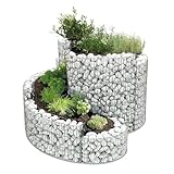 bellissa – Gabionen Kräuterspirale verzinkt 200x150x80cm - Kräuterschnecke Bausatz - Hochbeet Pflanzring für Kräuter & Gemüse mit Trennfolie - Witterungsbeständig & langlebig - Für Garten & Terrasse