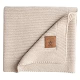 Little Dedi Baby Weiche Strickdecke – Weich & Atmungsaktiv – Oeko-Tex Zertifiziert – Leicht & Kuschelig – Perfekt für Neugeborene, Kleinkinder, Kinderbett, Kinderwagen & Babyzimmer (Beige Alina)