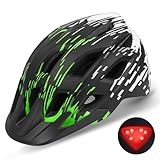 Fahrradhelm, Fahrradhelm Erwachsene mit Visier und LED, Fahrradhelm Herren Damen mit 21 Belüftungsöffnungen, MTB Mountainbike Helm Radhelm Cityhelm Urban Fahrradhelm 57–61 cm (Blackgreen)