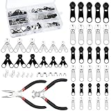 Jortmrd 171 Stück Reißverschluss Reparatur Set Reissverschluss Reparatur Set Reißverschluss Zipper Ersatz Reisverschluss-reparaturset mit Zangen für Jacke Zelt Schieber Reparieren (3 Größen:3/5/8)