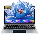bvate Laptop 14 Zoll Win11 8+256GB SSD Unterstützung 1TB Notebook Celeron N4020 (bis2.8GHz) 1920x1080p WiFi BT4.2 Deutscher Tastaturschutz und kabellose Maus-Silver