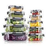 Glas Frischhaltedosen mit deckel Vorratsbehälterset,kühlschrank organizer Aufbewahrungsbehälter aufschnittboxen，meal prep gläser - luftdicht mikrowellengeschirr BPA-frei (10 Behälter)