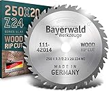 Bayerwald - HM Kreissägeblatt - Ø 250 mm x 3,2 mm x 20 mm | Wechselzahn (24 Zähne) | grobe, schnelle Zuschnitte - Brennholz & Holzwerkstoffe | für Tischkreissägen, Formatkreissäge & Wippkreissägen