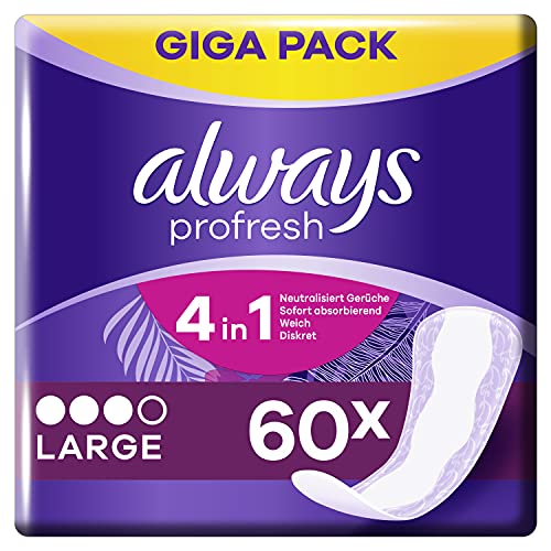 Always Slipeinlagen Damen Profresh Large (60 Einlagen), Giga Pack, Geruchsneutralisierende Technologie, Für Maximalen Schutz Am Tag