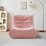 Sitzsack Sofa Bodensofa mit Rückenlehne, Lesesessel Bequem Lazy Sofa Chair, Bodensessel Bean Bag Chair, Sitzsack Erwachsene für Schlafzimmer Wohnzimmer, Lammwolle, Rosa