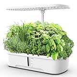 Mingfuxin 12 Hydroponisches Anzuchtsystem, Indoor Kräutergarten Set mit LED-Wachstumsleuchte, Smart Garden für Zuhause, Küche, automatischer Timer Keimungs-Kit (Weiß)