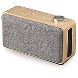 HBBOOI Bluetooth Lautsprecher, Radio Aus Walnussholz Mit Klassischem Stil, Tragbares Radio Starke Bassverstärkung, Laute Lautstärke, Bluetooth 4.2, AUX TF-Karte Und MP3-Player (Color : Gray)