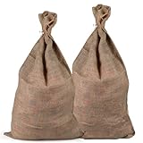 2 Pcs Jutesäcke groß, Jute Pflanzenschutzsack, Kartoffelsack, Winterabdeckung für Pflanzen, Belastbar bis 30kg, mit Kordelzug