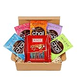 GUSTONE. edle Geschenk-Box mit Schweizer Schokoladenriegel von MINOR und Amerikanischen Chai Latte Tees von DAVID RIO