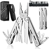 MAOOY Multitools, Multi Tool faltbare Zange 32 Funktionen in eine Edelstahl werkzeug mit Auswechselbare Schraubendreherbits, ideal für Outdoor, camping, Geschenk für Männer Weihnachtsgeschenke