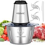 YISSVIC Zerkleinerer Küche Elektrisch 500W 2L Edelstahlschüssel Multizerkleinerer Elektrisch mit 8 Klingen 2 Geschwindigkeit für Obst/Gemüse/Fleisch
