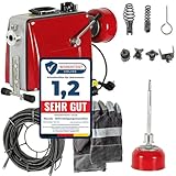 Mucola Rohrreinigungsmaschine mit Ø5mm Ø16mm Spiralen Rohrreinigungsgerät 230V Rohrreiniger mit Zubehör Abflussreiniger elektrisch 500W Pfeifenreiniger