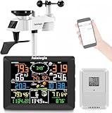 Sainlogic Professionelle kabellose Wetterstation, intelligente WiFi-Internetradio-Wetterstation mit großem 8,3-Zoll-Farbbildschirm und Außensensor, Wettervorhersage, 8 Kanäle, schwarz