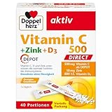 Doppelherz Vitamin C 500 + Zink + D3 DIRECT Micro-Pellets mit DEPOT-Effekt – Mit Vitamin C, Zink und Vitamin D als Beitrag für die normale Funktion des Immunsystems – 40 Portionen