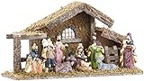 Britesta Krippe: Hochwertige Holz-Weihnachtskrippe, große handbemalte Porzellan-Figuren (Krippe Weihnachten Holz, Krippe kaufen Weihnachten, Weihnachtspyramide)
