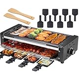 1500 W Elektrischer Raclette-Grill, Abnehmbar – Leicht Zu Reinigen, Antihaftbeschichtete Elektrische Grillplatte + 8 Raclette-KäSepfäNnchen Und 2 Holzspatel