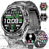 LIGE Militär Smartwatch Herren(3 Armbändern),1,43' HD AMOLED Smartwatch mit Telefonfunktion,Fitnessuhr,Schwarze Uhr mit 120+ Sportmodi,Herz-/Schlaftracking,IP68 wasserdicht sportuhr für iOS/Android