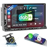 Hikity DAB+ Autoradio Doppel Din mit Navi Wireless Carplay Android Auto 7 Zoll Touchscreen Auto Radio mit GPS WiFi Mirror Link Bluetooth-Freisprecheinrichtung FM RDS AUX 2USB Rückfahrkamera