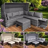 BRAST® Sonneninsel Lounge Set | 2-6 Personen | 30 LEDs + Kissen | 230cm viele Farben | Outdoor Gartenmöbel Loungemöbel Sitzgruppe Garnitur