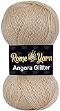 Rome Yarn Angora Glitzergarn, 75 % Acryl, 20 % Wolle, 5 % metallisches Polyester, 550 m, 100 g, Handstrickgarn, Häkelgarn, Acryl-Simli-Garn (1, 855)