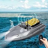 DHQCQL Futterboot Köderboot 500m, 240V Ferngesteuertes Boot, 49 × 27 × 16cm Angelboot mit Fernbedienung, Schlauchboot mit Elektromotor, RC Fischköderboot, Schwarz