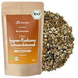 Bio Ingwer Kurkuma Schwarzkümmel Tee – Hochwertiger loser Gewürztee inspiriert von ayurvedischer Tradition 150g