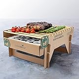 Öko Einweggrill (2 Stück) - Das Original - nachhaltig und umweltschonend, Einmalgrill für Camping Strand Park, 50% weniger CO2 durch Bambuskohle, nach 5 min startklar und über 1 Stunde nutzbar